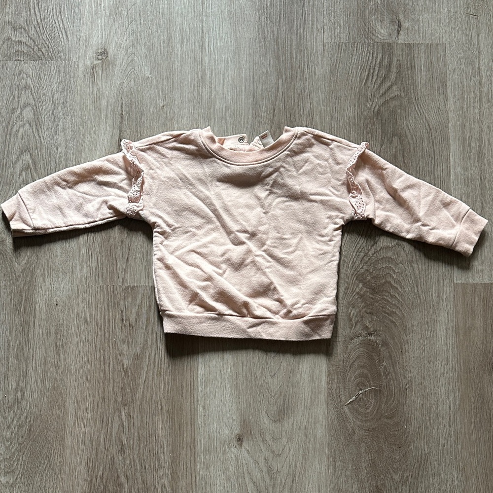 Pink Ruffled Kids Crewneck